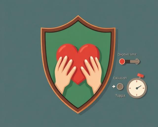 Responsible gambling support resources and self-exclusion tools interface